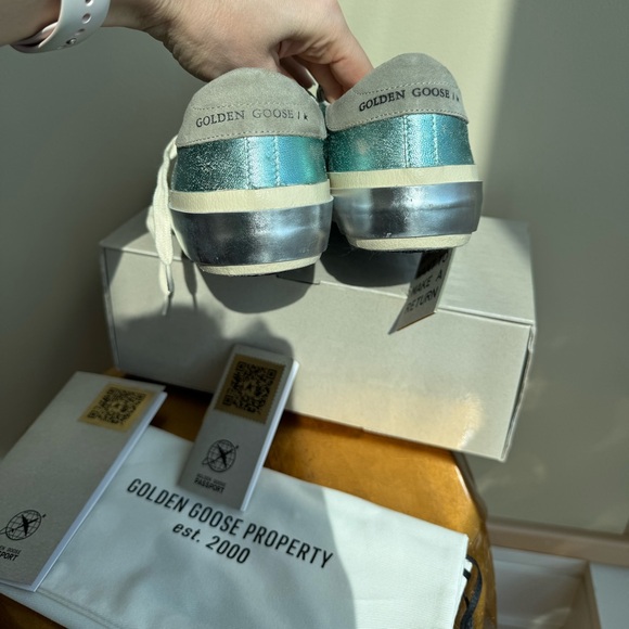 NWT Golden Goose Superstar Vintage Laminated Sneaker, Mint/teal, Size 39 (US 9) - Picture 10 of 17